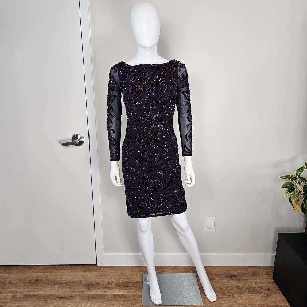 Reiss Siren Embelished Navy Blue and Deep Burgundy Red Sz 2